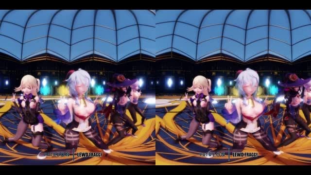[MMD-4K] 原神全员爆操淫乱舞会 巨乳骚穴无修正狂干